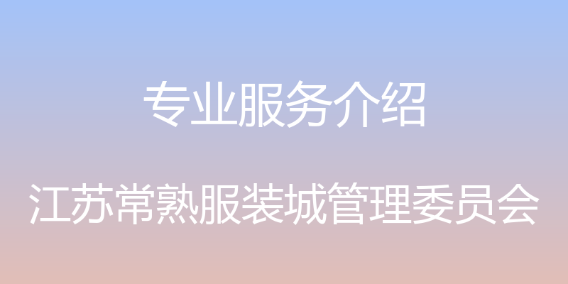 专业服务介绍 - 江苏常熟服装城管理委员会